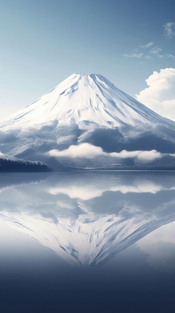 Grey tone wallpaper fuji mountain reflection landscape outdoors.