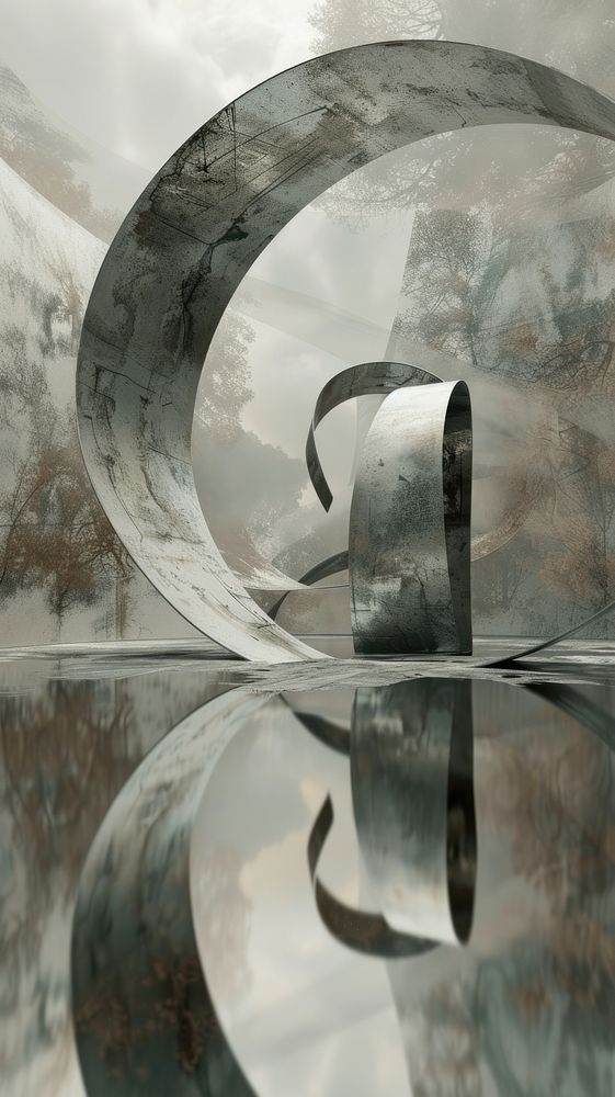 Grey tone wallpaper garden in space reflection art architecture.