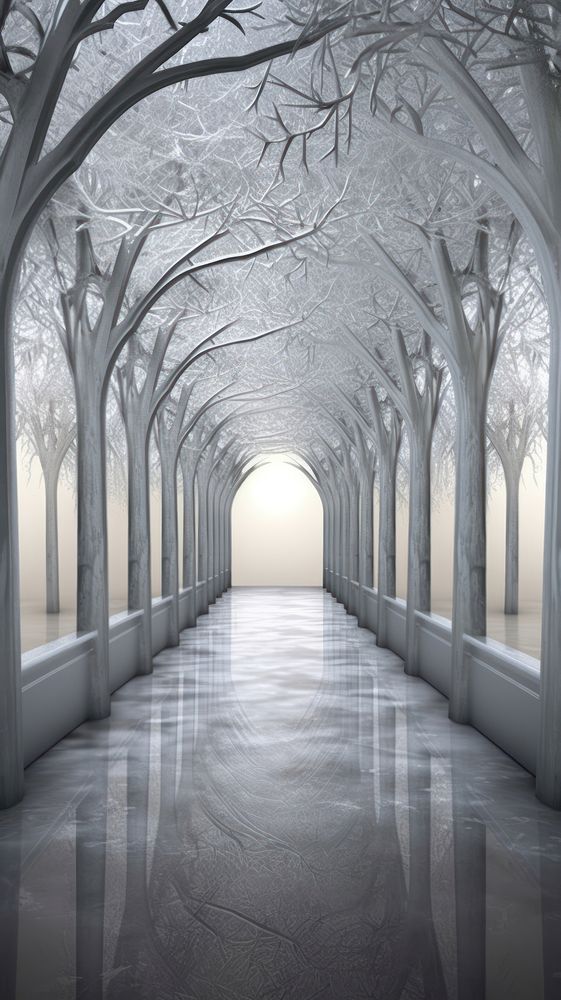 Grey tone wallpaper hallway architecture building corridor.