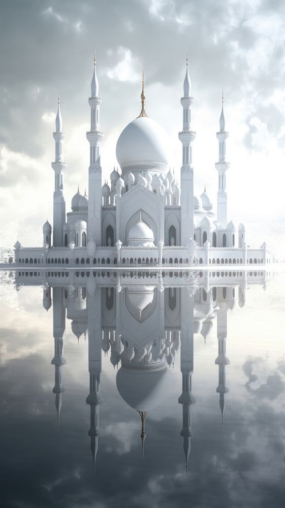 Grey tone wallpaper mosque architecture reflection building.