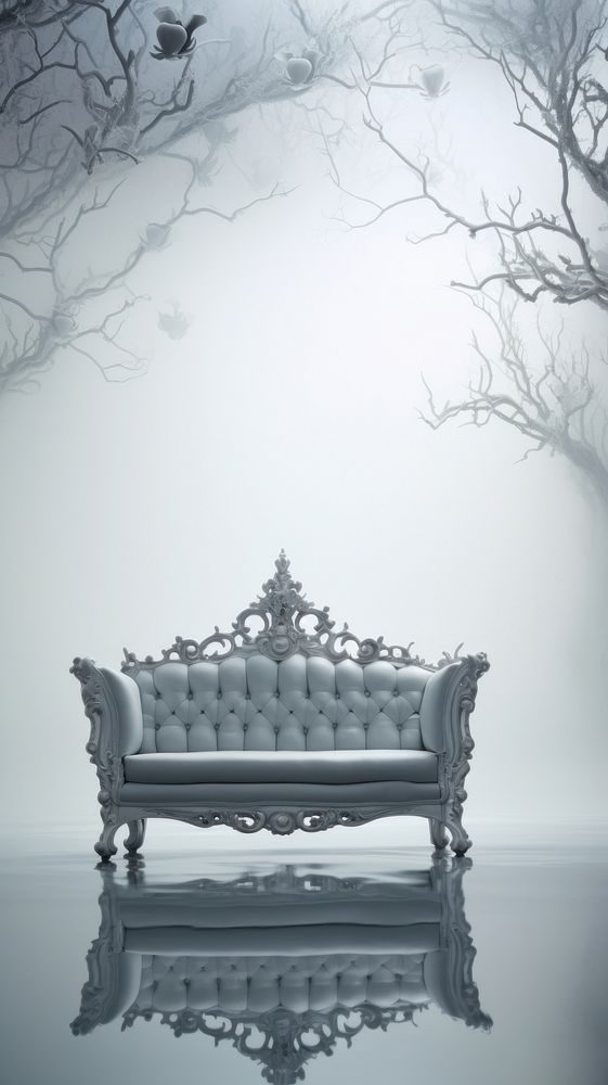 Grey tone wallpaper serene furniture surreal tranquility.
