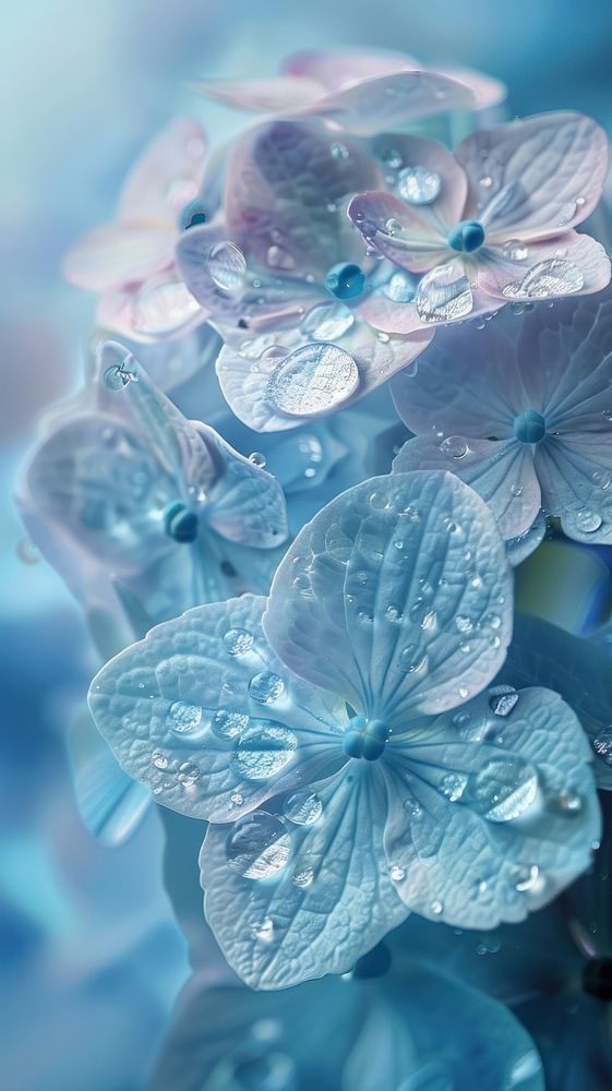 Water droplets on hydrangea flower backgrounds nature.