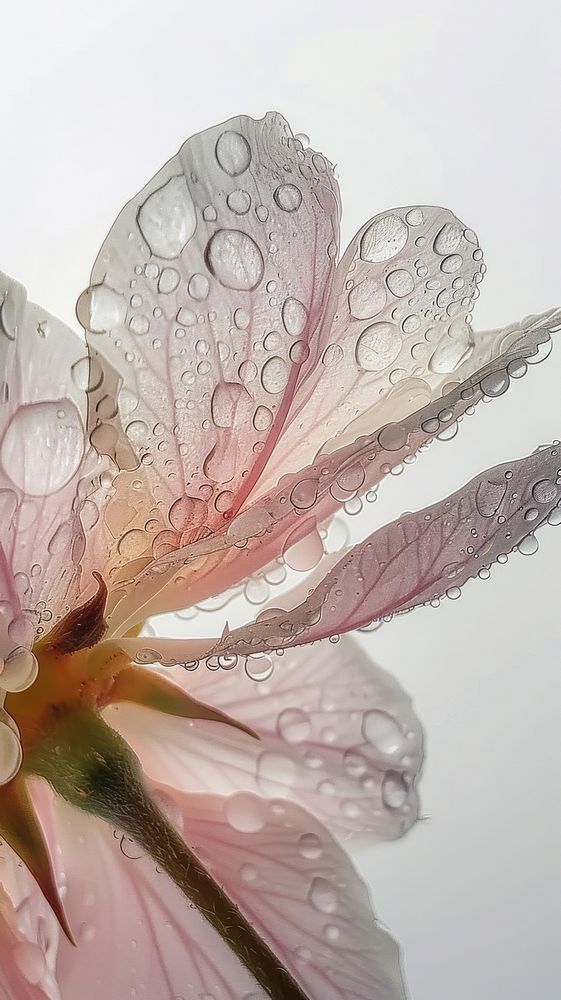 Water droplets on sakura flower petal plant.