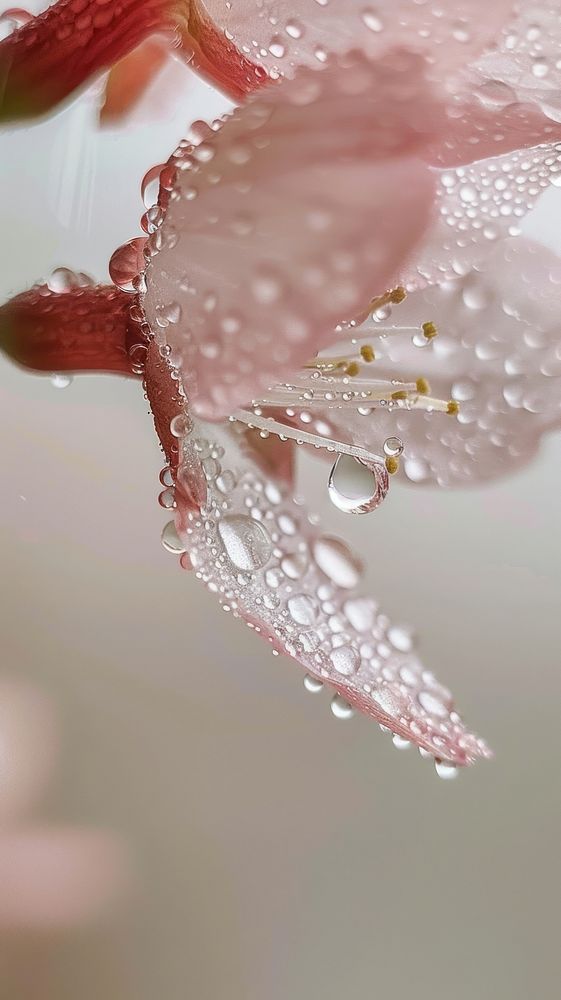 Water droplets on sakura flower outdoors blossom.