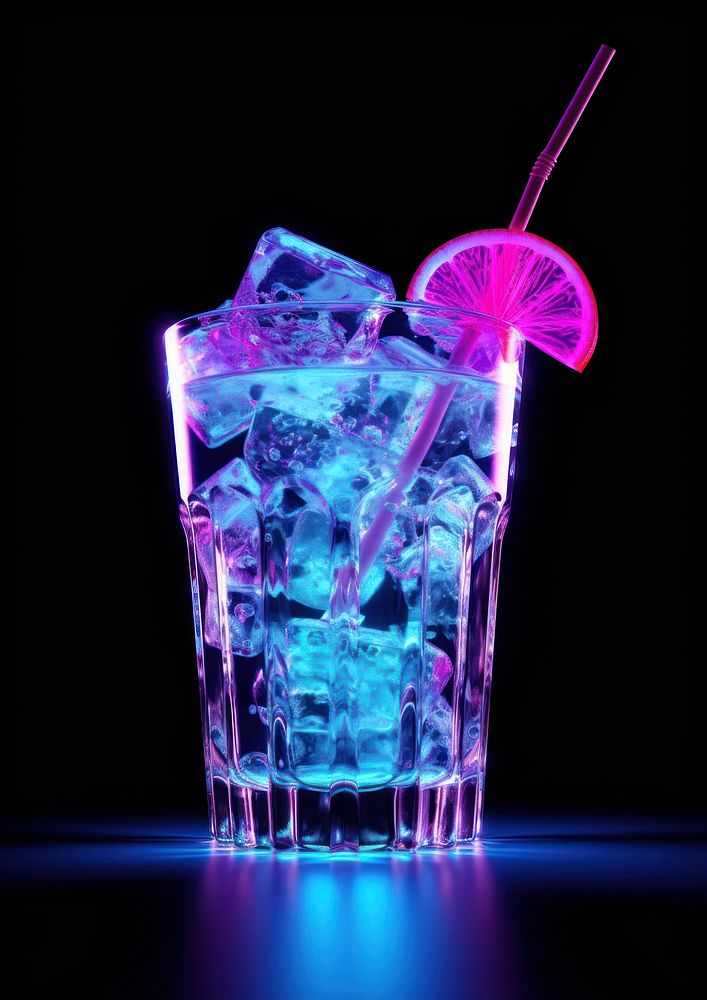 Neon cocktail mojito drink light.