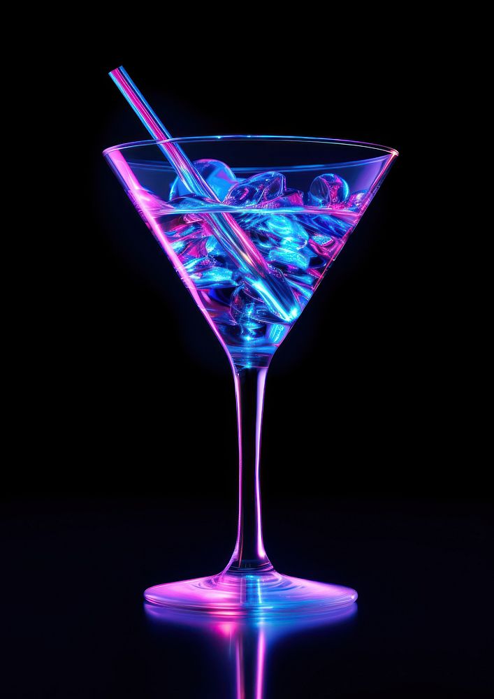 Neon cocktail martini drink glass.