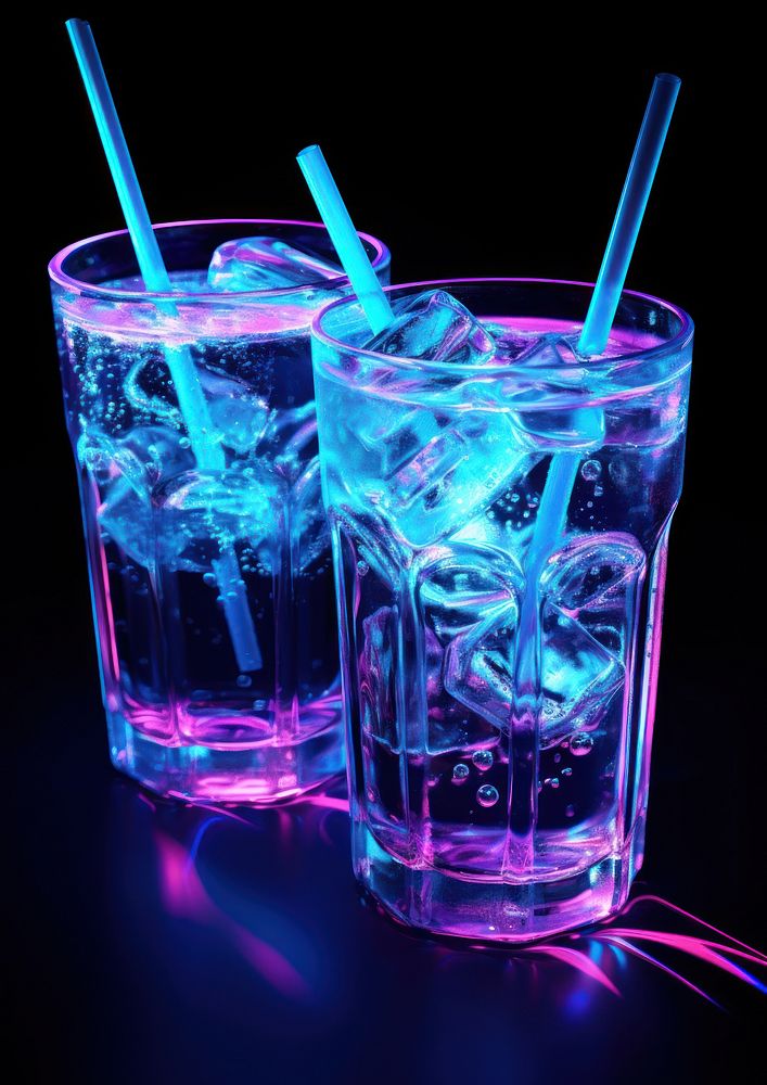 Neon drinks cocktail light glass.