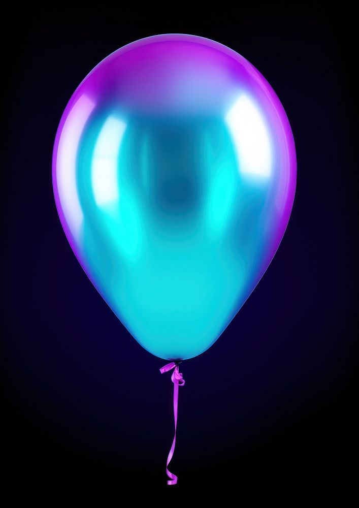 Neon party balloon violet light night.