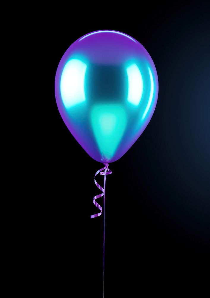 Neon party balloon violet light night.