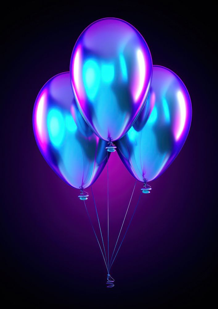 Neon party balloons lighting purple violet.