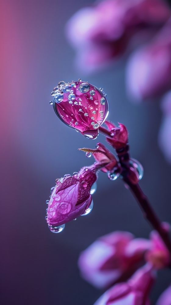Sakura with dew drop outdoors blossom droplet.