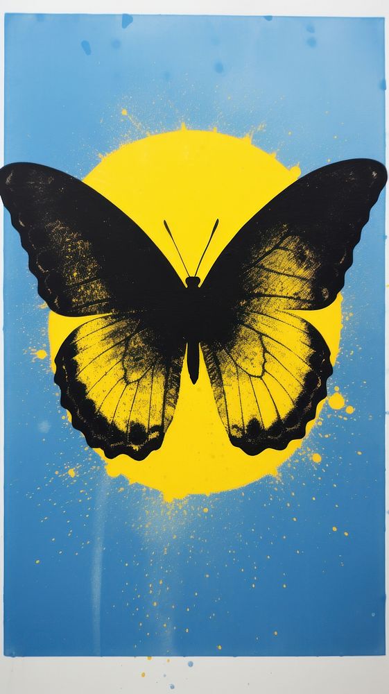 Butterfly insect yellow blue.