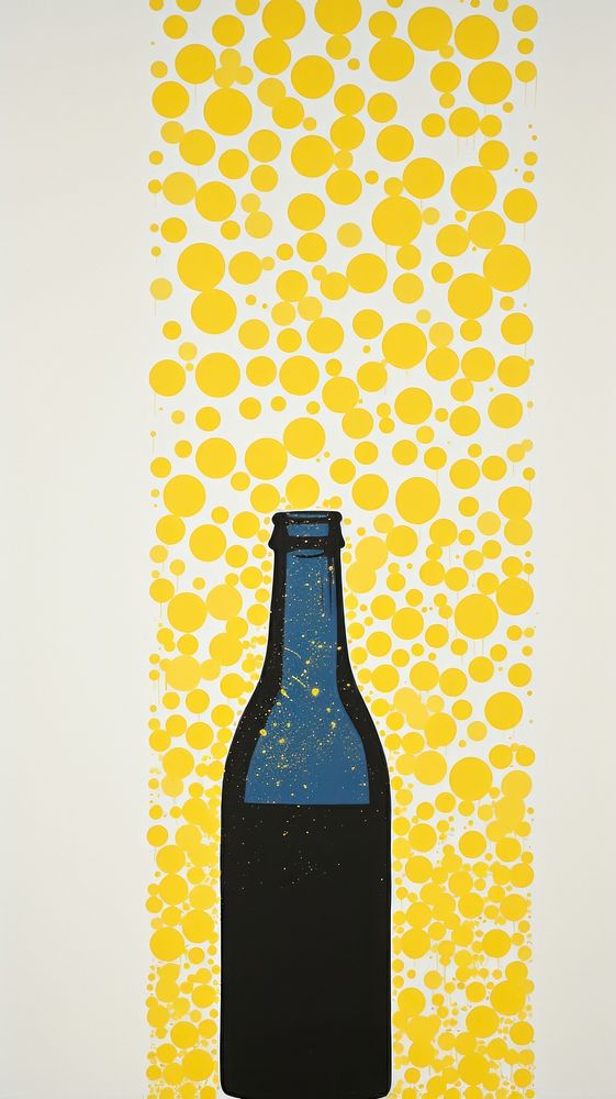 Beer bubbles bottle yellow drink.