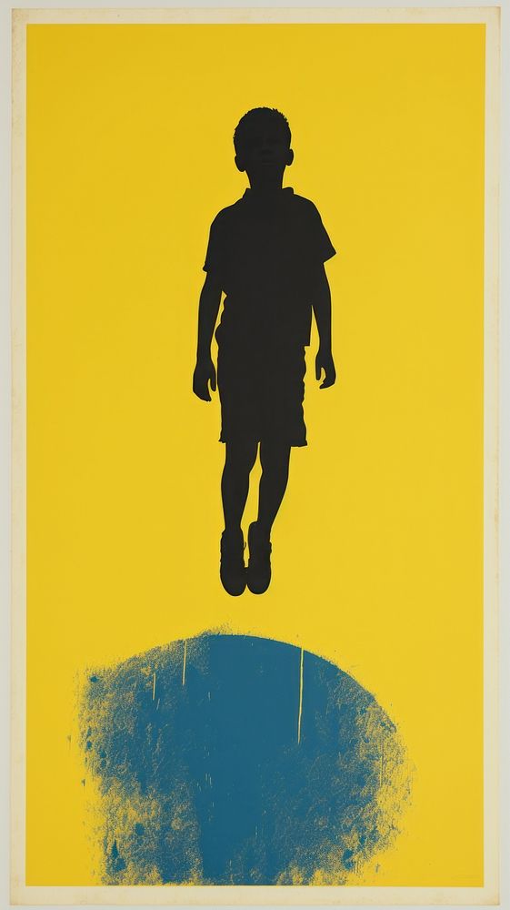 Boy silhouette painting yellow.