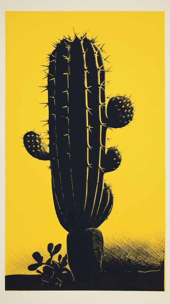 Cactus yellow plant silhouette.