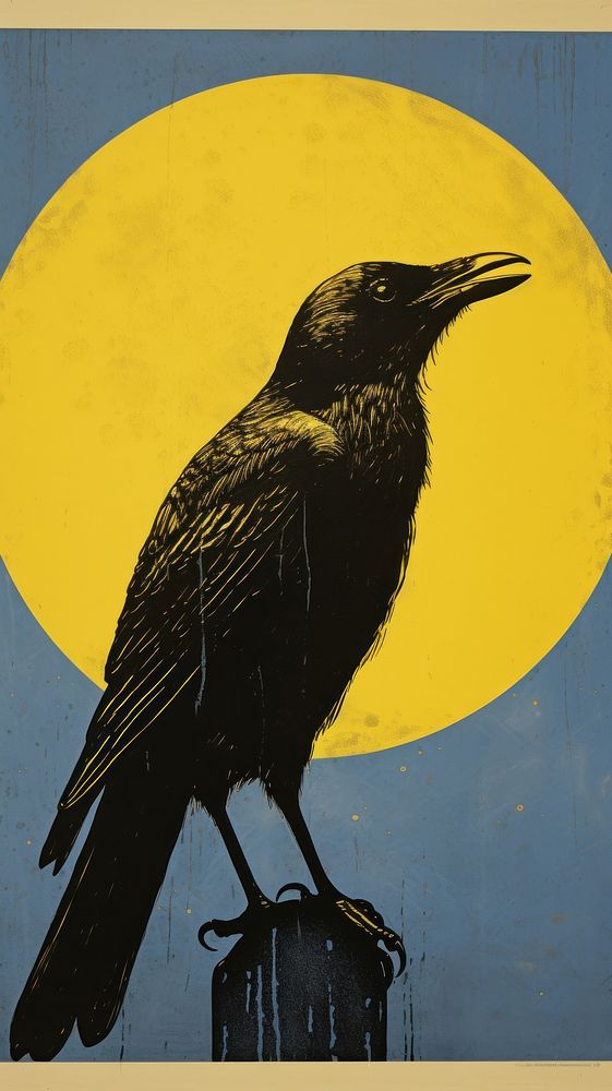 Crow animal yellow black.