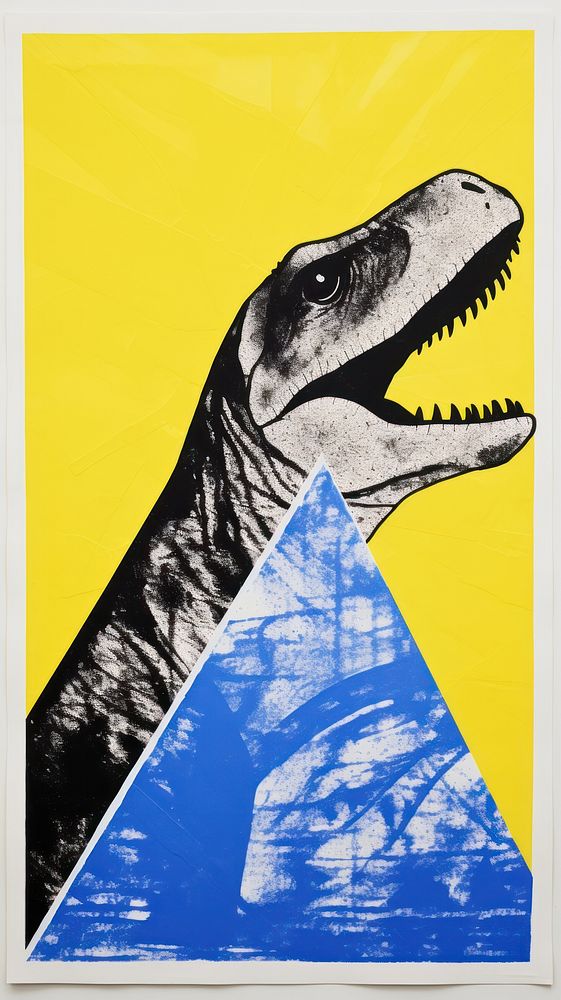 Dinosaur yellow blue representation.