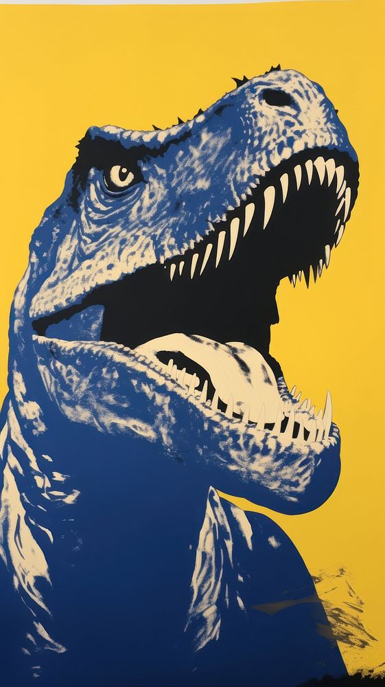 Dinosaur animal yellow blue.