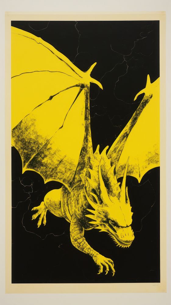 Dragon animal yellow art.