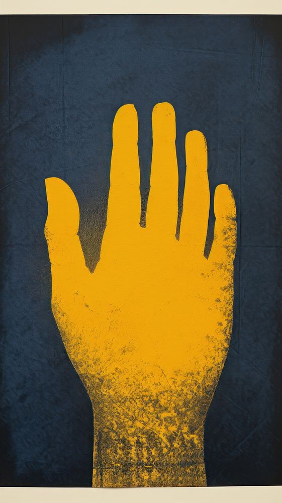 Hand yellow black glove.