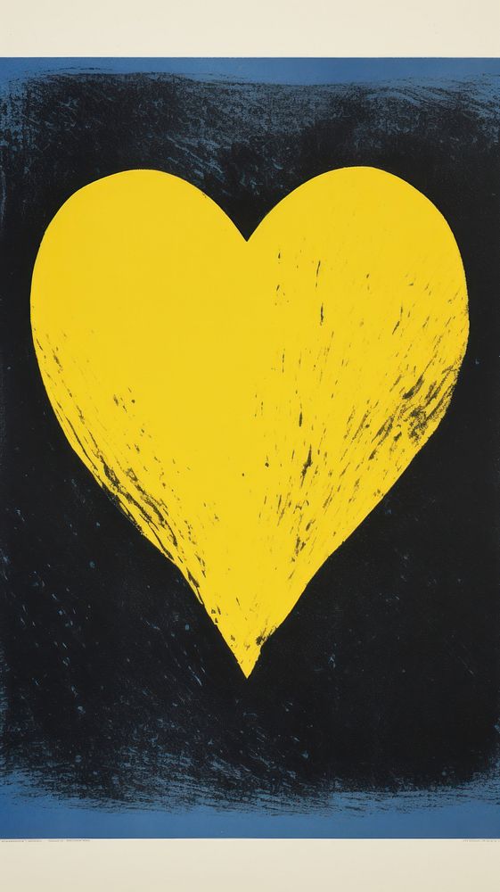Heart textured yellow symbol.