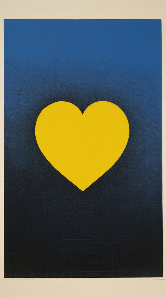 Heart yellow symbol blue.
