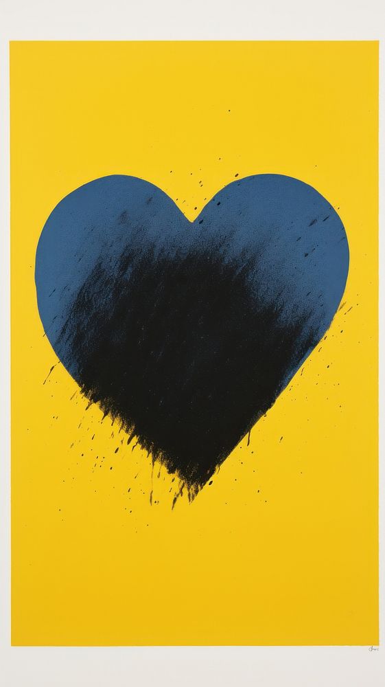 Heart symbol yellow blue.