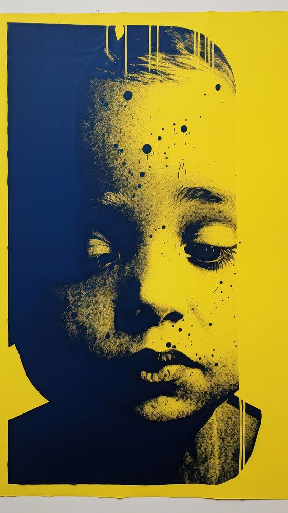 Kid portrait yellow poster.