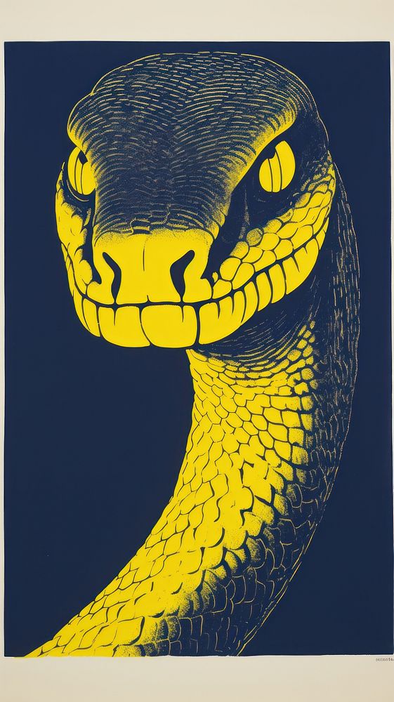 Snake reptile yellow blue.
