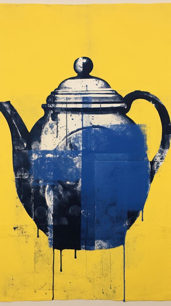 Tea pot teapot yellow wall.