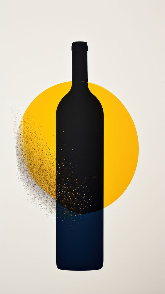 Wine bottle yellow glass.
