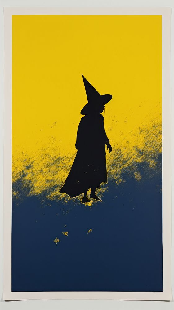 Witch silhouette yellow representation.