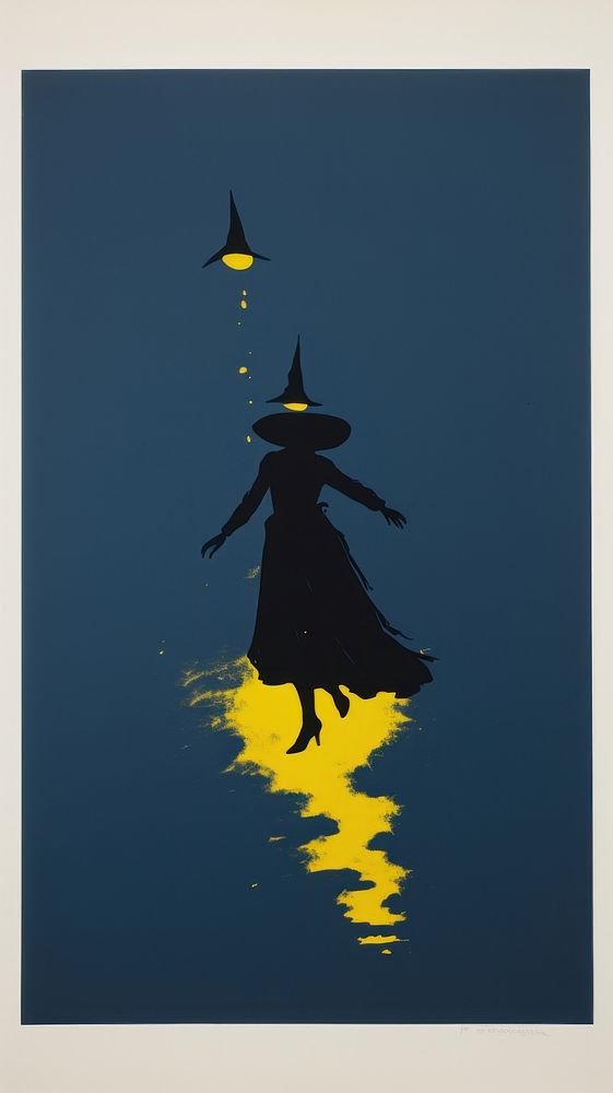 Witch silhouette yellow black.