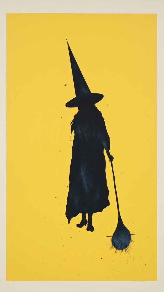 Witch silhouette yellow adult.