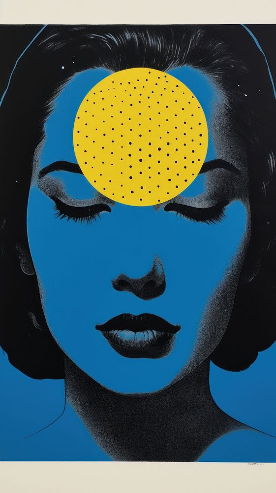 Woman yellow blue art.