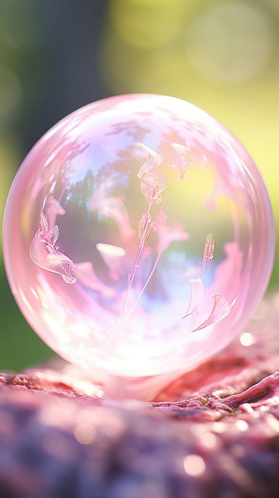 Pastel pink bubble sphere transparent.
