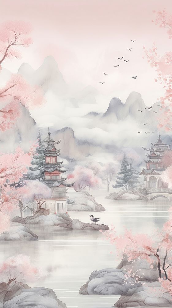 Pastel pink outdoors painting nature.