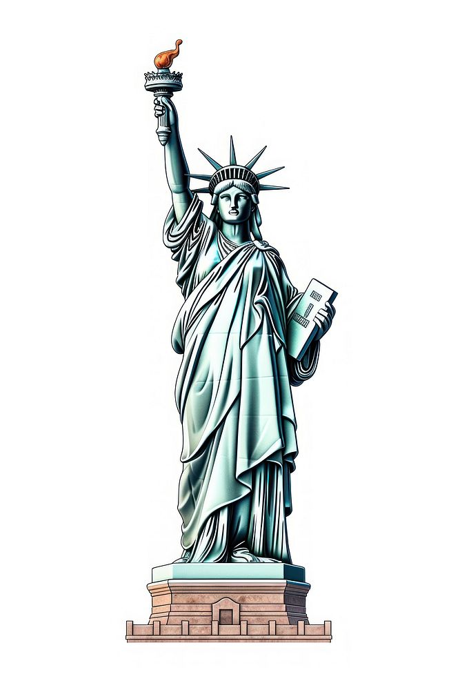 Statue of Liberty in New York statue sculpture white background.