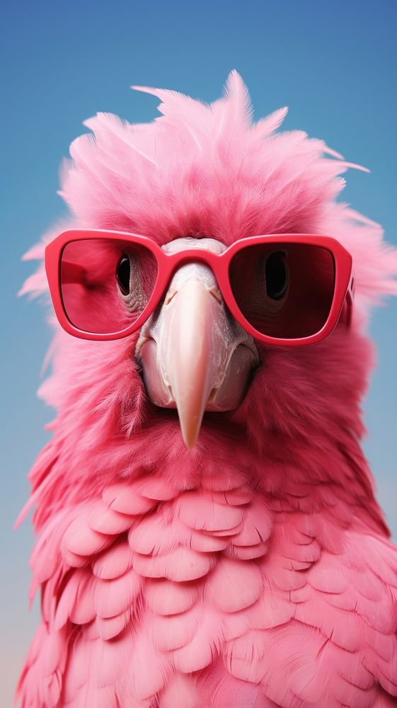 Pink sunglasses bird animal.