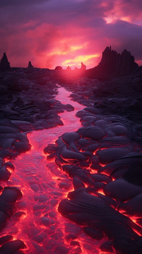 Pink lava mountain outdoors.