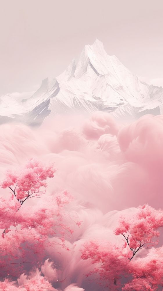 Pink landscape mountain outdoors.