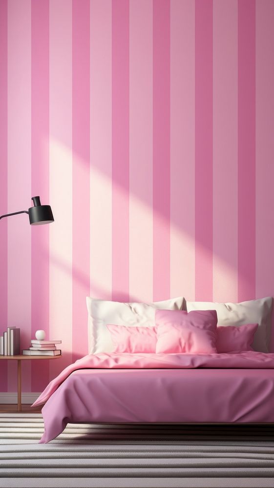 Pink wall architecture furniture.