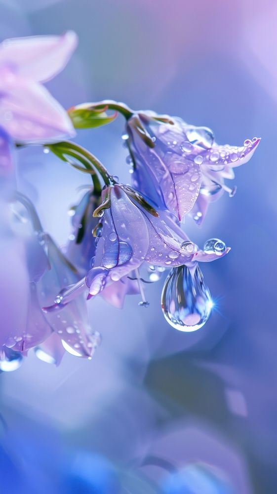 Water droplet on bellflower outdoors blossom nature.