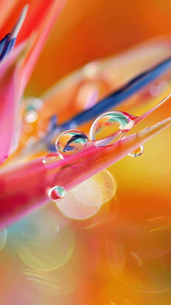 Water droplet on bird of paradise flower petal backgrounds.
