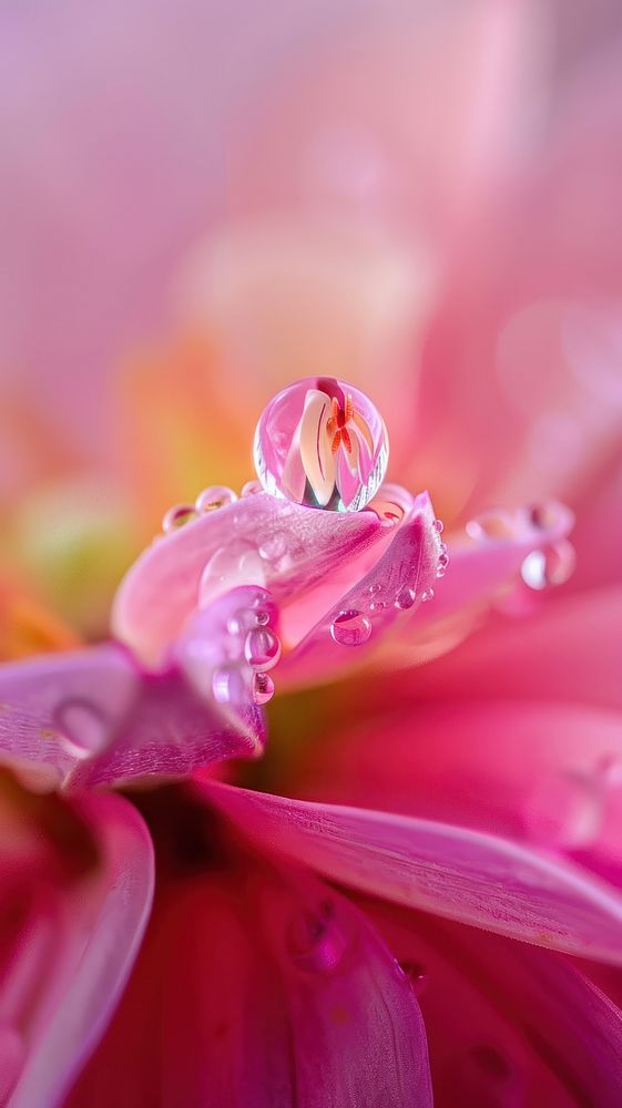 Water droplet on bloom flower blossom petal.