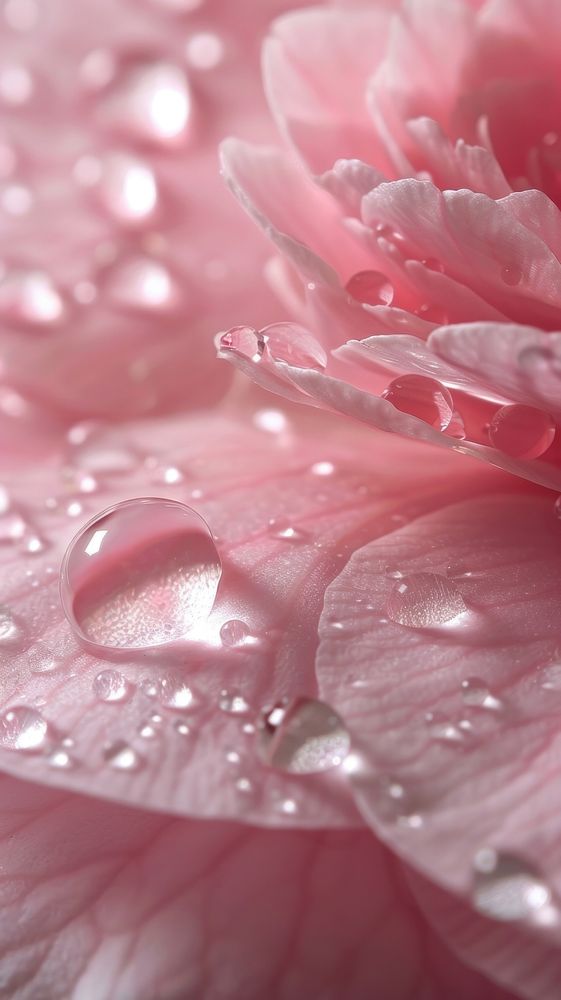 Water droplet on camellia flower blossom petal.