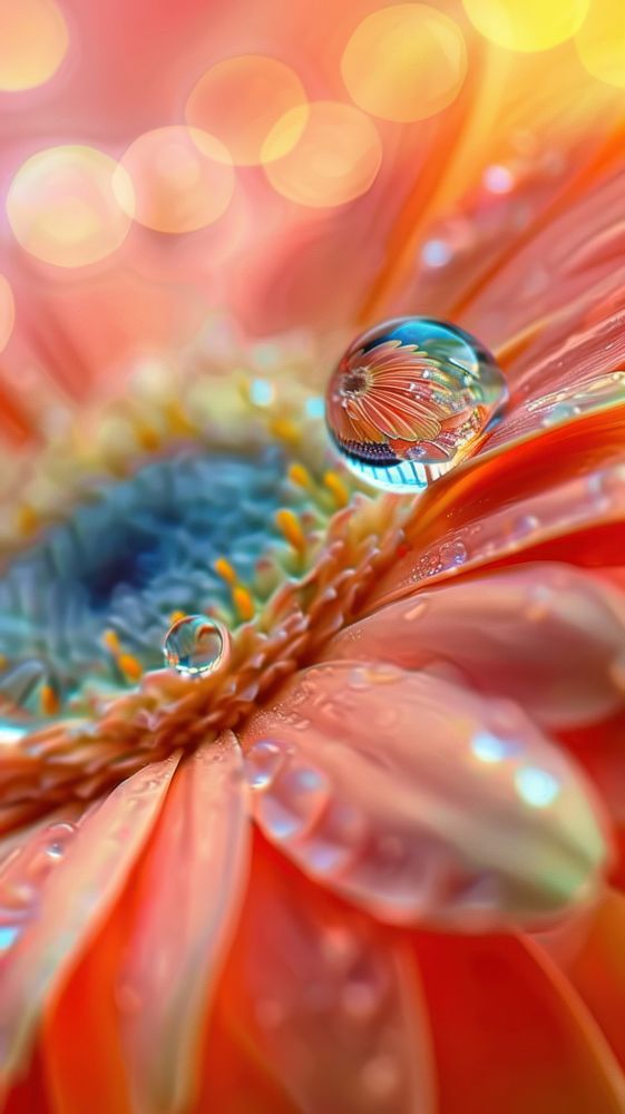 Water droplet on gerbera flower petal plant.