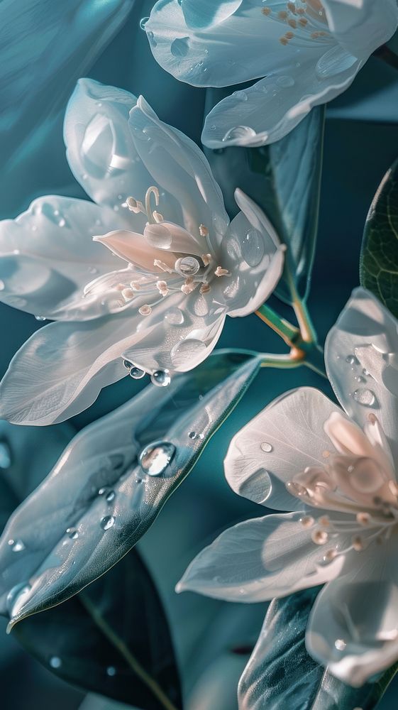 Water droplet on laurel flower blossom nature.