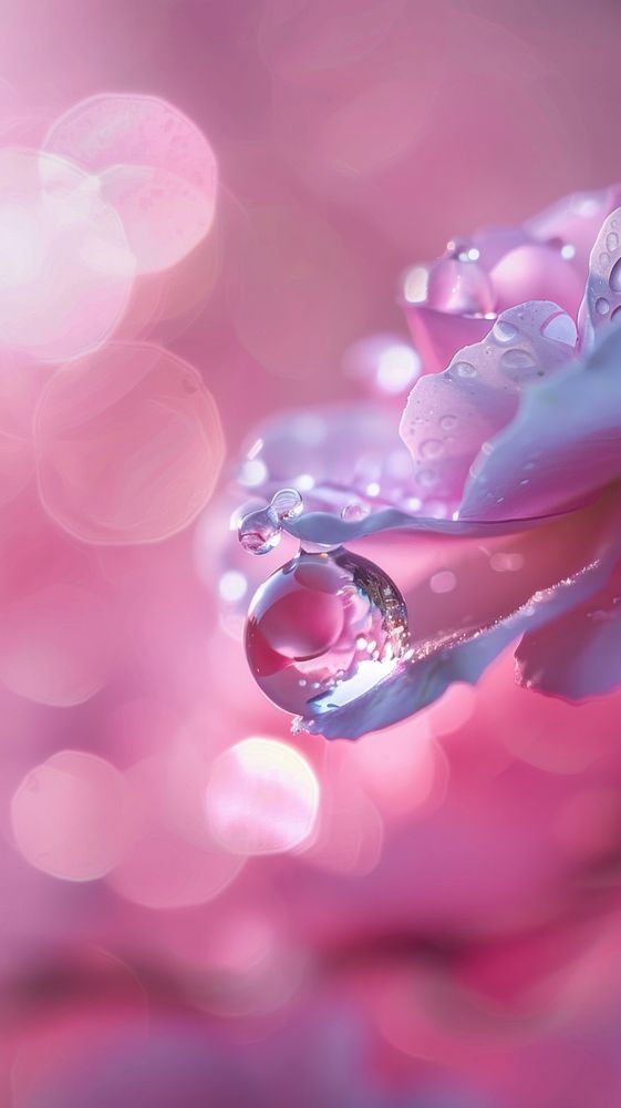 Water droplet on rosa flower petal dew.