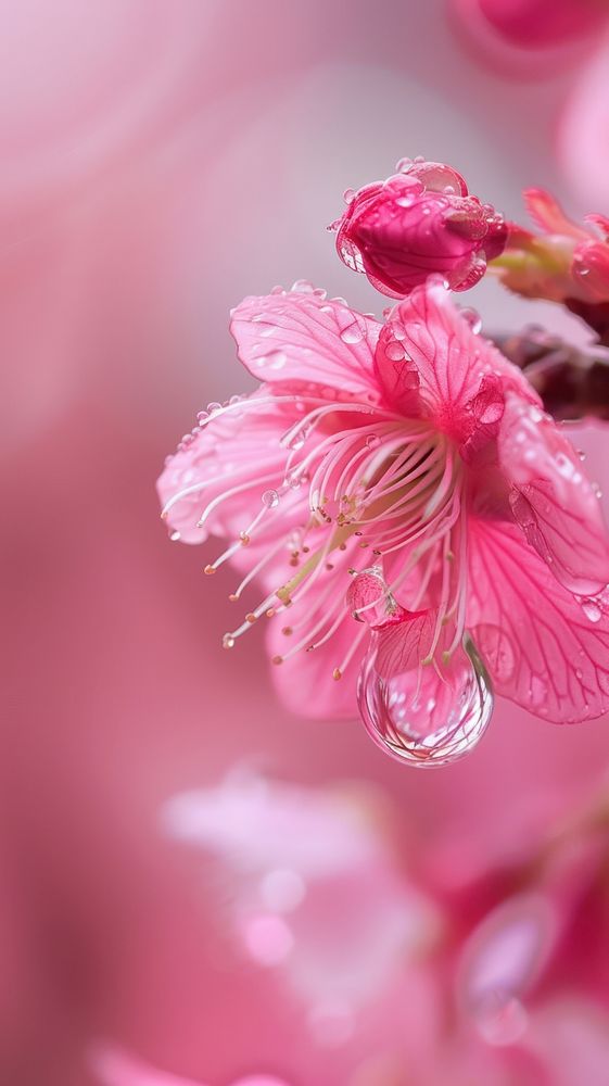Water droplet on sakura flower outdoors blossom.